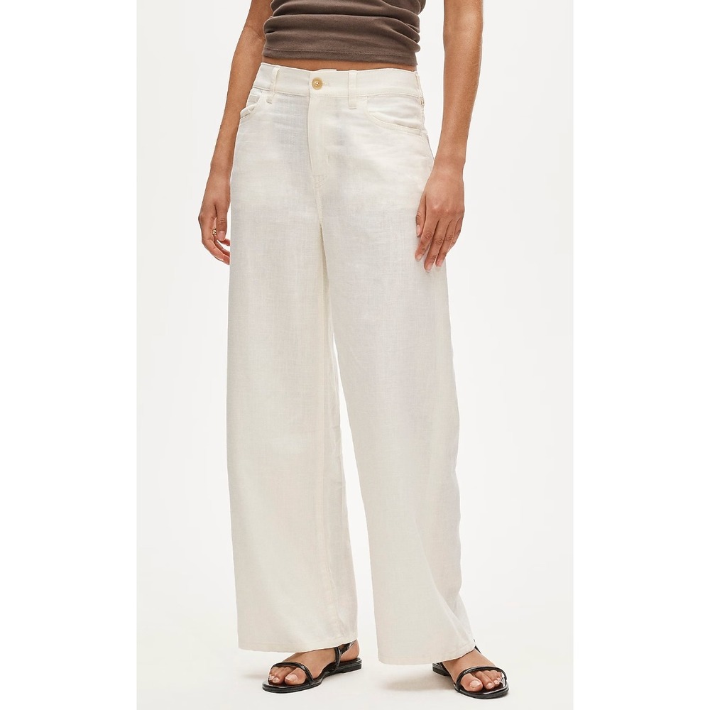 J.Crew | NWT Five-Pocket Wide-Leg Linen Blend Pants Ivory | Sz 25